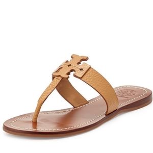 Tory Burch Womens Moore  Comfort Leather Logo Flip Flop Flats shoes sz 10